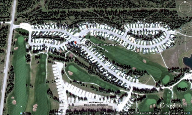 An aerial view of the RV Resort from Google Earth